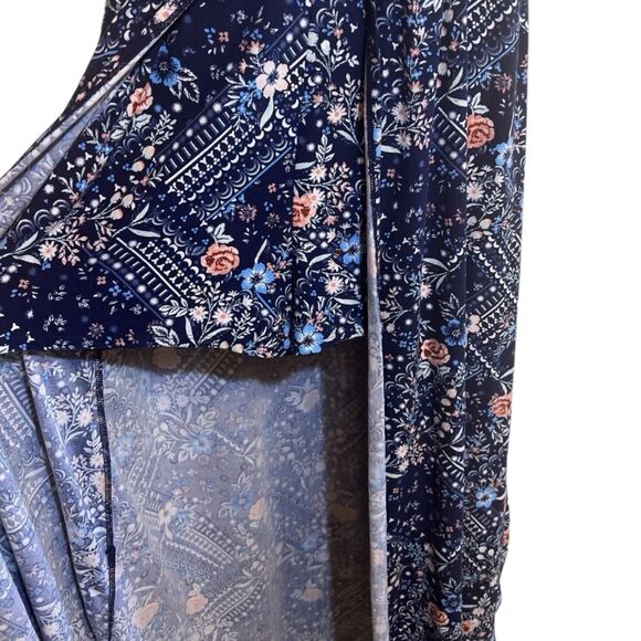 Y2K Boho Floral Maxi Romper Crisscross Top Split Skirt Overlay NoBo XL Shorts - Picture 8 of 11